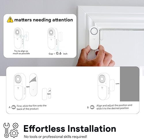 Miniatura 9 de Alarma para puerta de congelador, alarma de ventana de puerta 3 en 1 con luz LED, alarma de retardo de 120 dB para seguridad de niños, hogar, oficina
