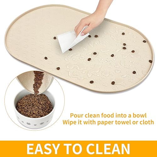 Miniatura 5 de Tapete de alimentación de mascotas para perros y gatos, mantel individual de silicona para perros, antideslizante, impermeable, evita el