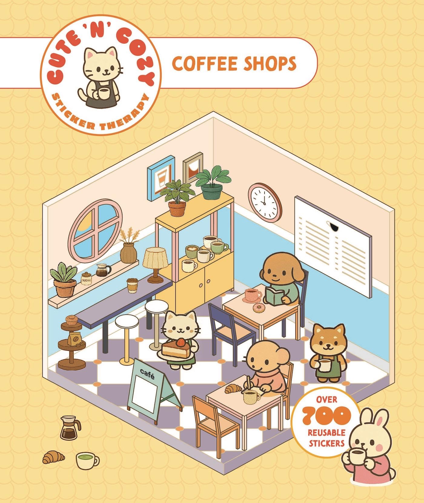 Cute 'n' Cozy Sticker Therapy: Coffee Shops: Over 700 reusable stickers!
