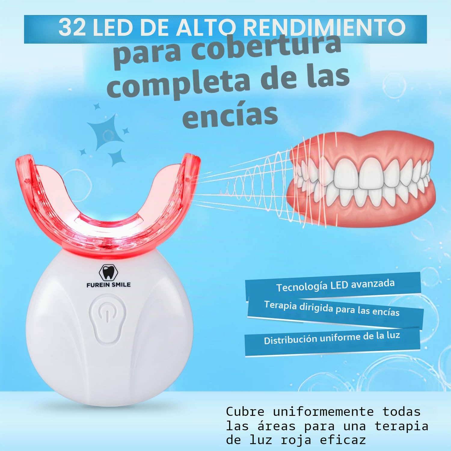 Dispositivo de terapia de luz periodontal LED, 32 LED, tratamiento de luz roja para la salud de las encías y el alivio del dolor de muelas