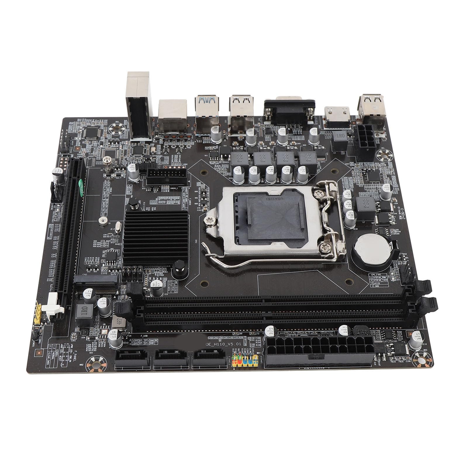 VBESTLIFE Płyta Główna Komputerowej H110, DDR4 USB3.0 M.2 NVME Gaming Mainboard z Interfejsami Wyświetlaczów VGA HD, dla LGA 1151 Celeron Core