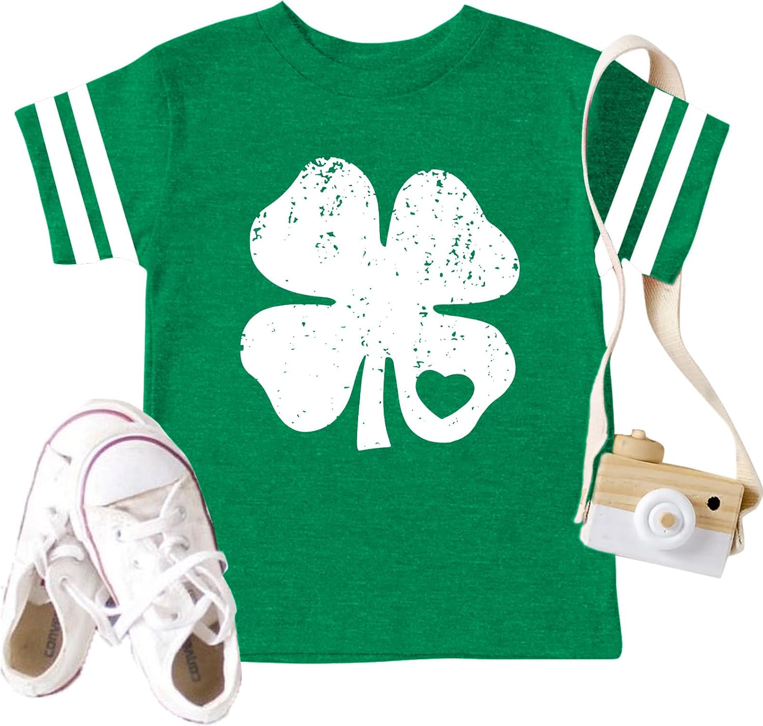Toddler St. Patrick Day Green Shamrock Shirt Boys Girls Clover Vintage Tee Top Four Leaf Causal Short Sleeve Tops