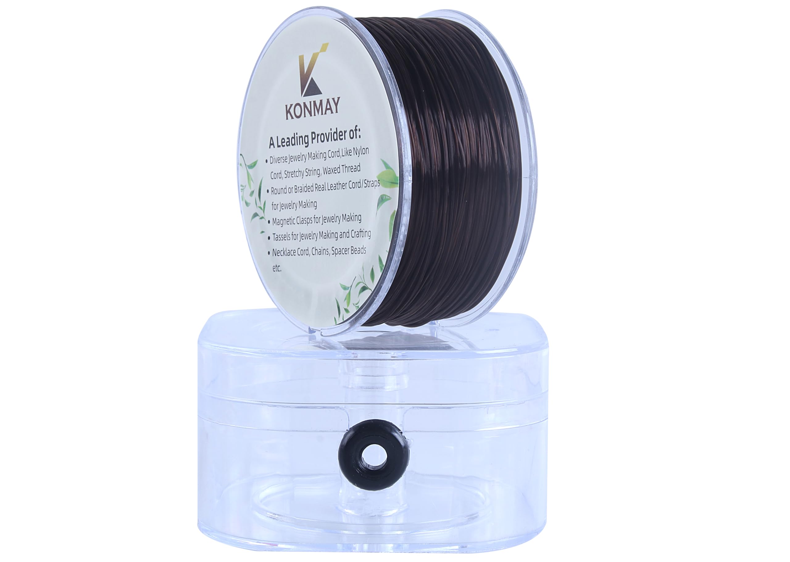 KONMAY 0.8mm Brown Spandex Elastic String with Dispenser, Soft Stretch Beading Cord, 90 Yards for Bracelets, Necklaces & Jewelry Making — image 1