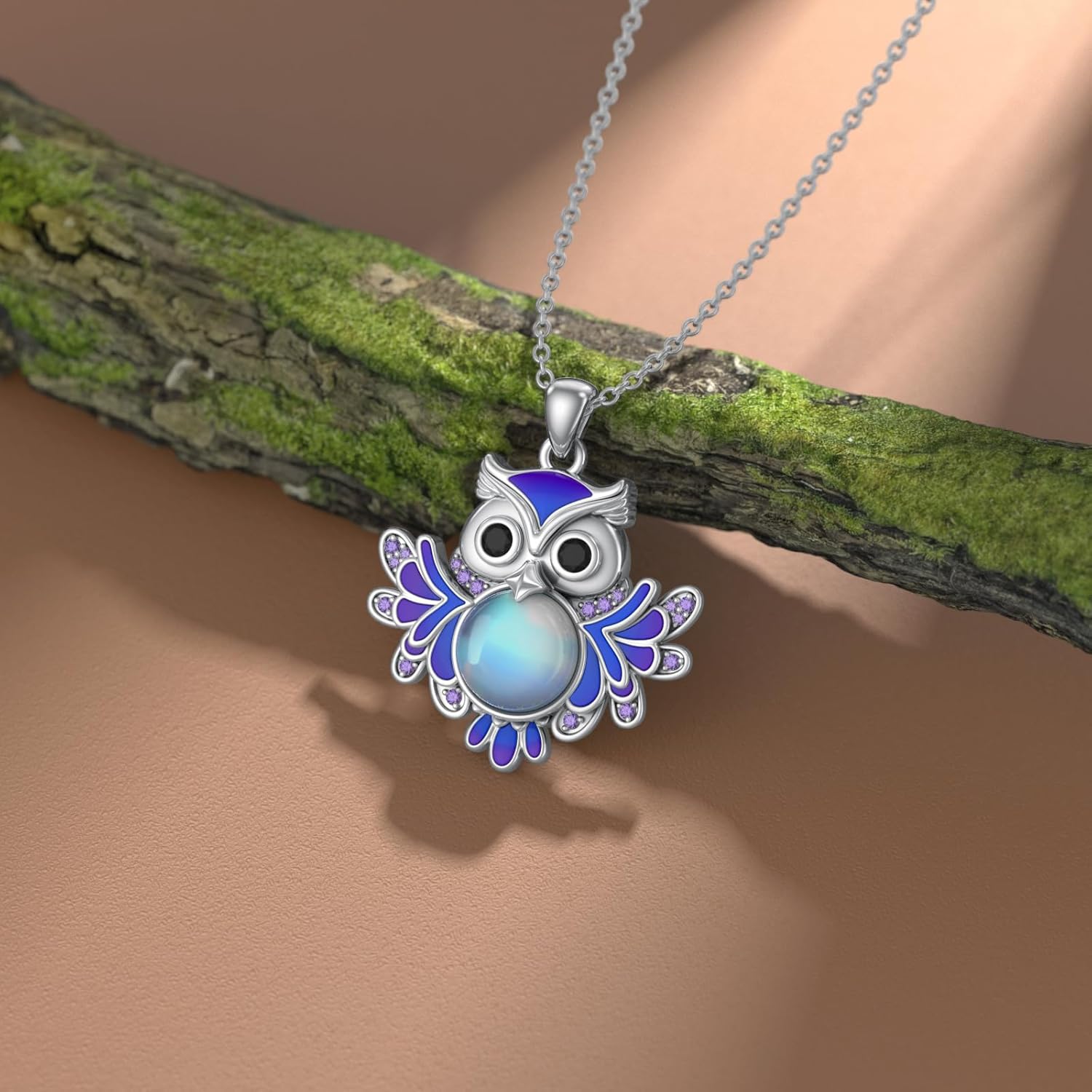 Owl Necklace for Women 925 Sterling Silver Moonstone Owl Pendant Moonstone Jewelry Gifts for Her - Image 5
