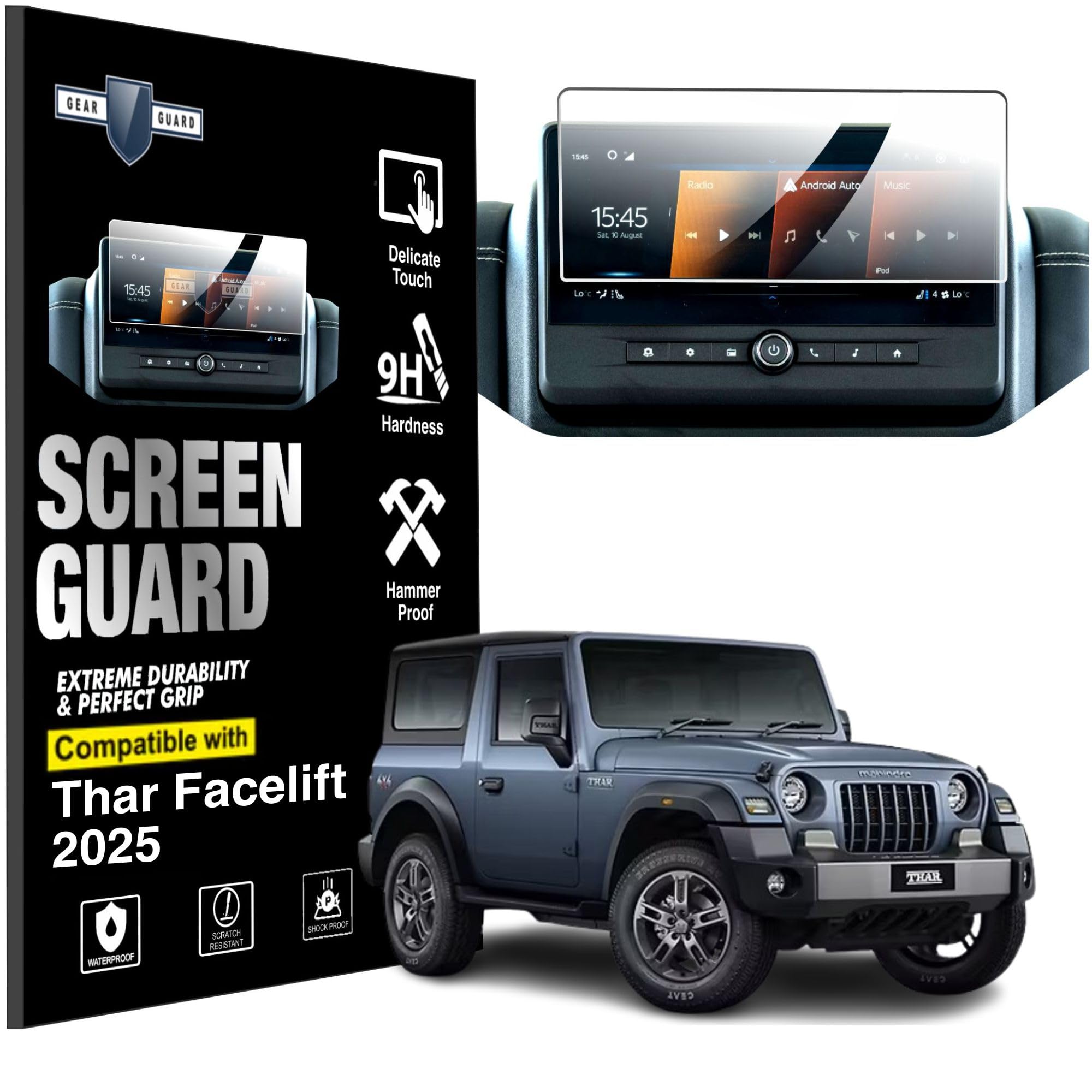 RGY Screen Guard For Mahindra THAR FACELIFT (2025) Infotainment System Protection Film - Clear (Thar Facelift)