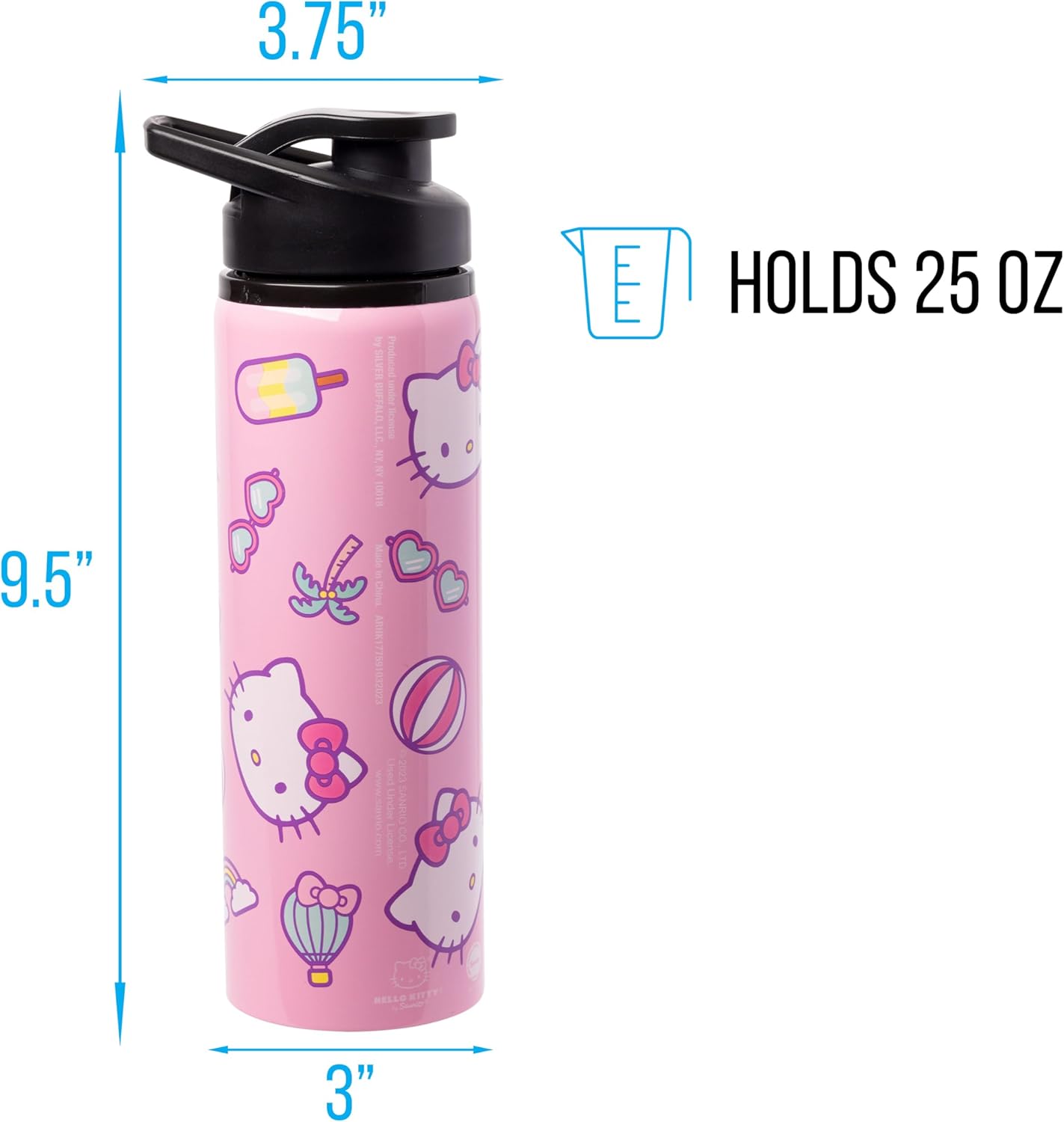 Silver Buffalo Sanrio Hello Kitty Summer Vibes Stainless Steel Water Bottle, 25 Ounces - Image 4