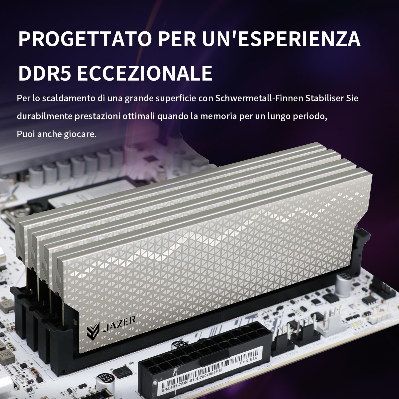 JAZER RAM DDR5 32GB Kit (2 x 16GB) 6000MHz CL36, Memoria Desktop per PC da Gioco, DIMM 288-Pins 1.35V