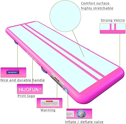 Miniatura 3 de Hijofun - Alfombrilla hinchable de aire para gimnasia de 3, 4, 5 y 6 metros, con grosor de 10 a 20 cm, viene con bomba de aire eléctrica. Ideal para