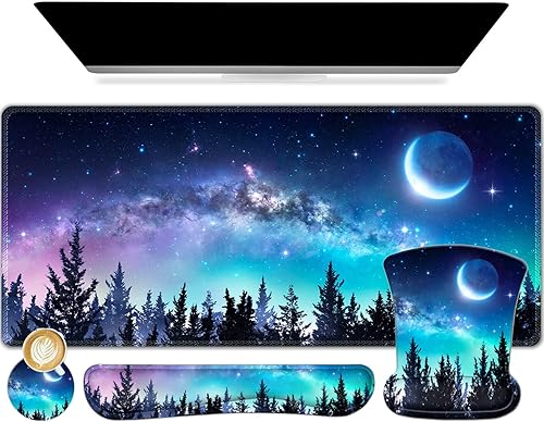 AIMSA Alfombrilla de mouse XXL grande para juegos con soporte para reposamuñecas para teclado y reposamuñecas, alfombrilla de escritorio