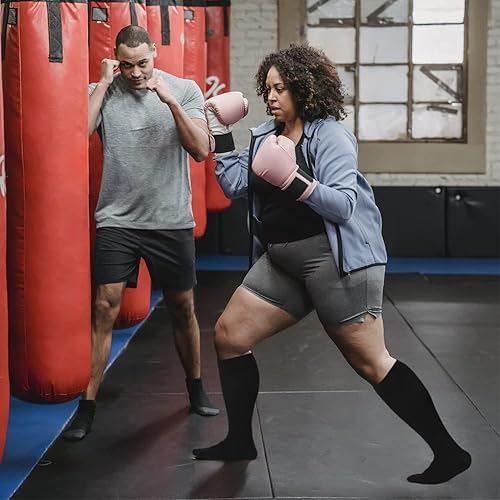 Miniatura 5 de 3 pares de calcetines de compresión de talla grande para mujeres y hombres, pantorrilla ancha de 20-30 mmhg, extra grande hasta la rodilla, soporte