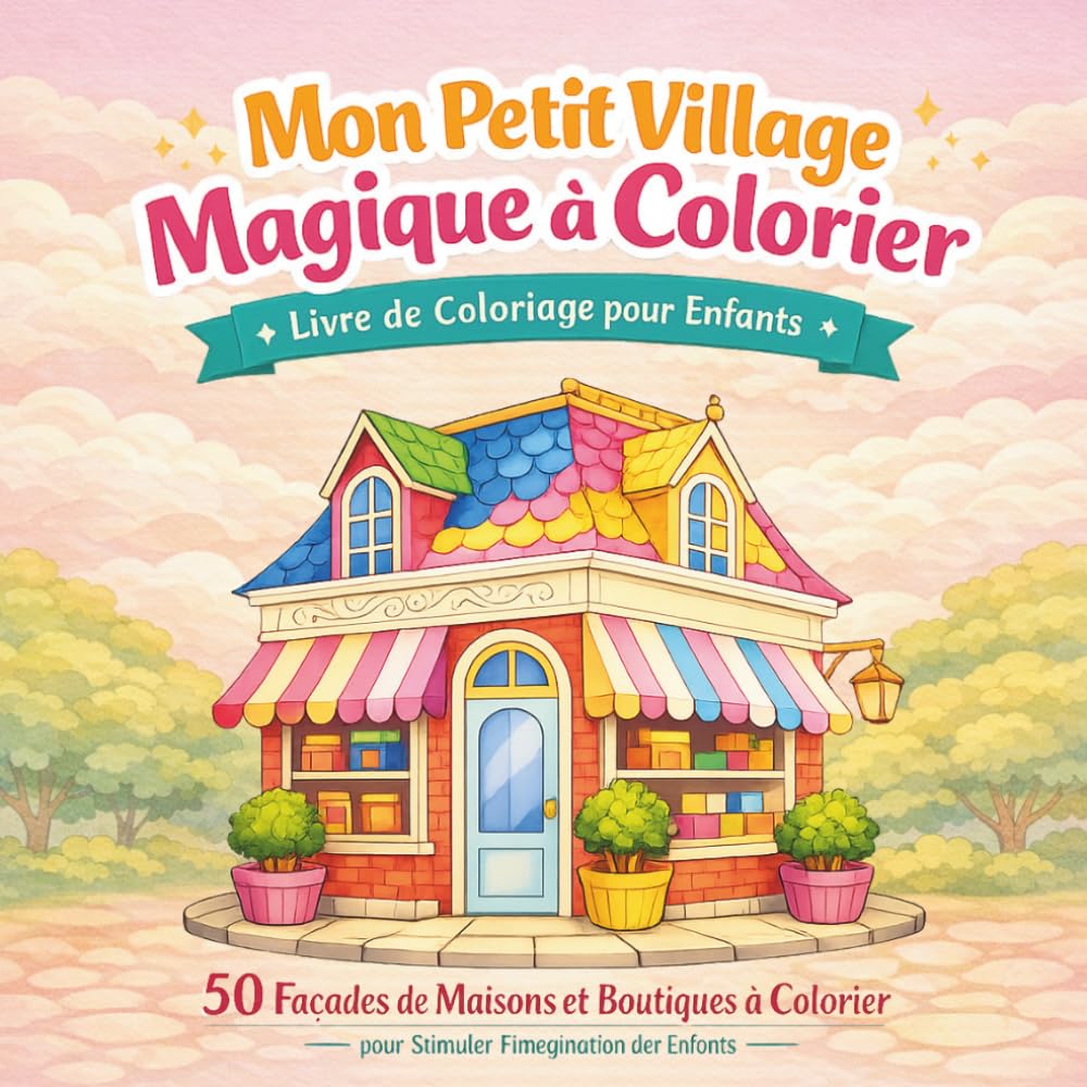 Mon Petit Village Magique à Colorier – Maisons et Boutiques pour Enfants: 50 Façades de Maisons et Boutiques à Colorier pour Stimuler l’Imagination des Enfants”