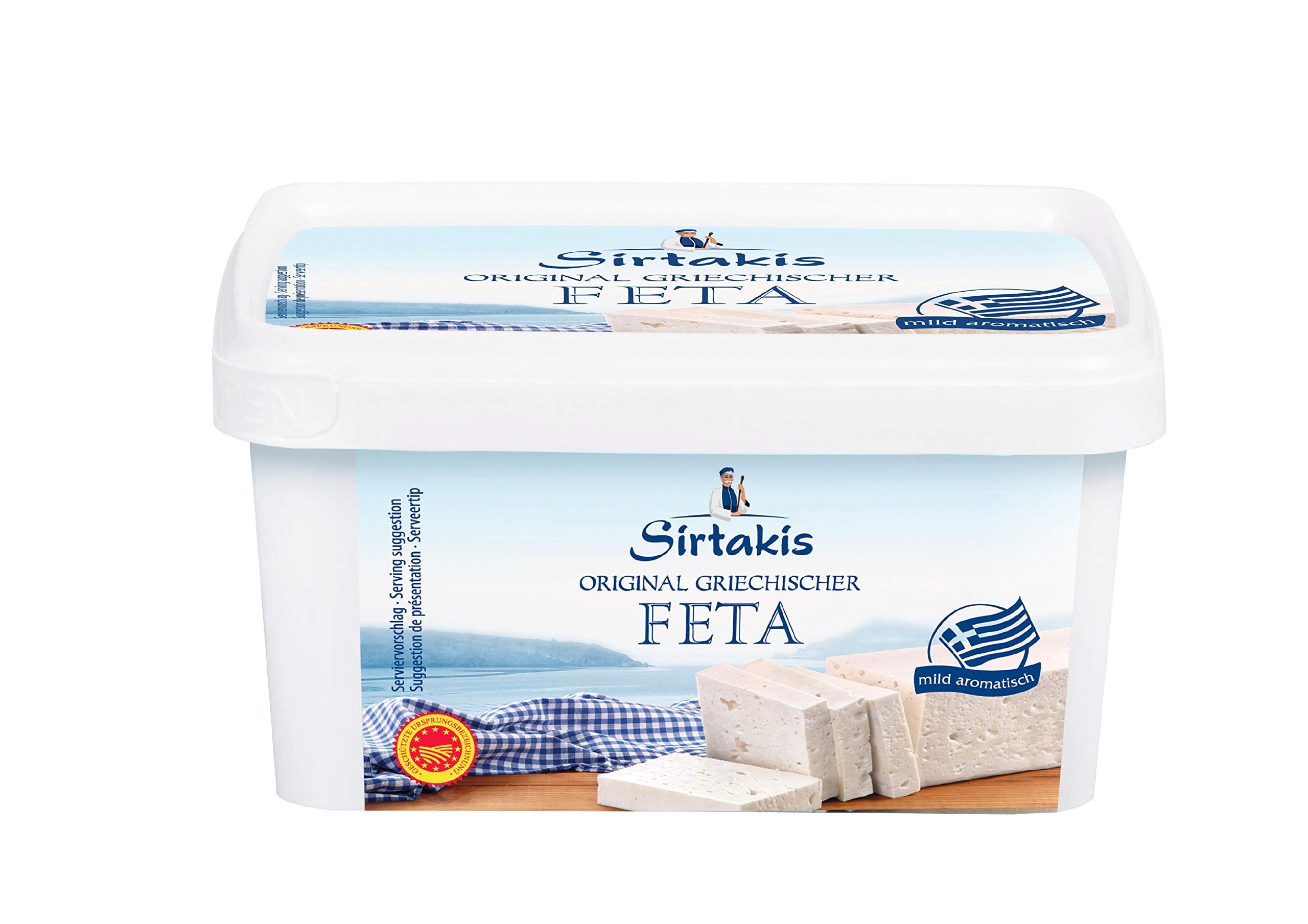 Sirtakis Feta Schafskäse - 4x 400g Behälter - Schafkäse Fetakäse griechischer Feta Schaf Käse Salzlake im Plastikbehälter Griechenland 43% Fett i.Tr. mikrobielles Lab vegetarisch glutenfrei Halal