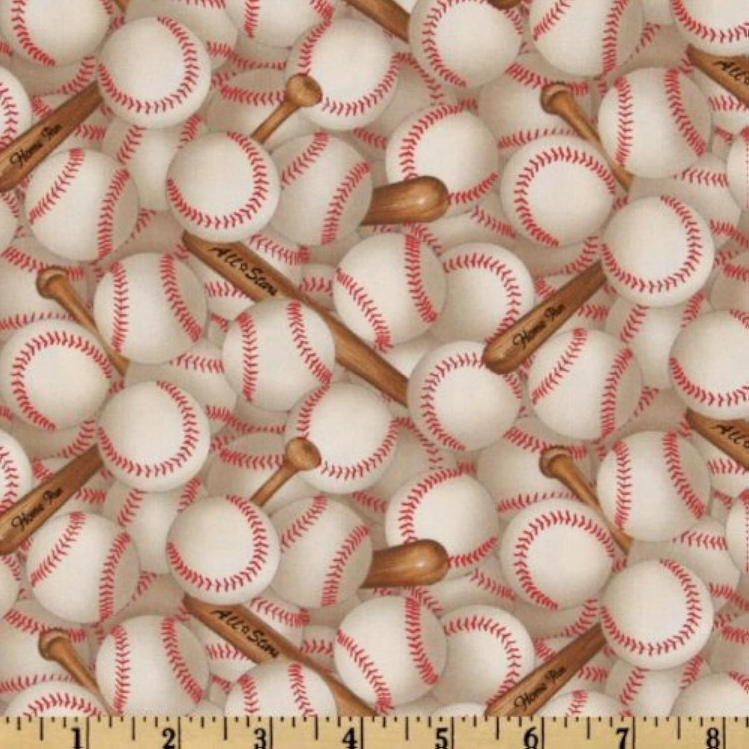 Sports Collection Baseballs Allover White, Fabric by the Yard