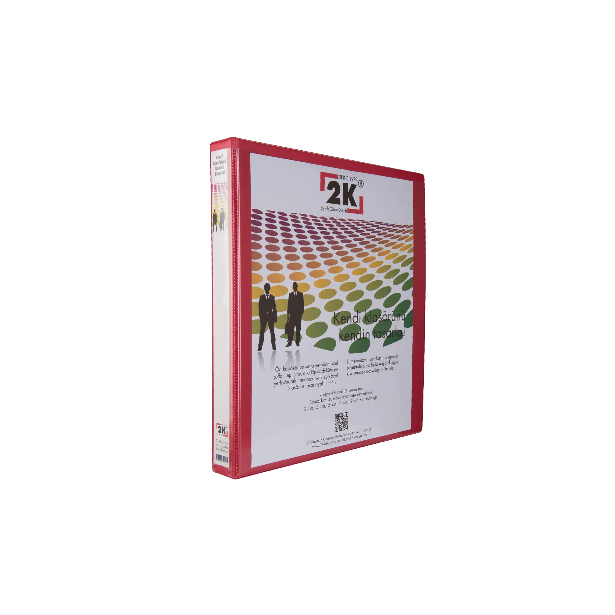 2K 03-2D-K 2 Halka D Mekanizmalı Klasör Kutu İçi , Kırmızı ; 3 cm ; 16 adet
