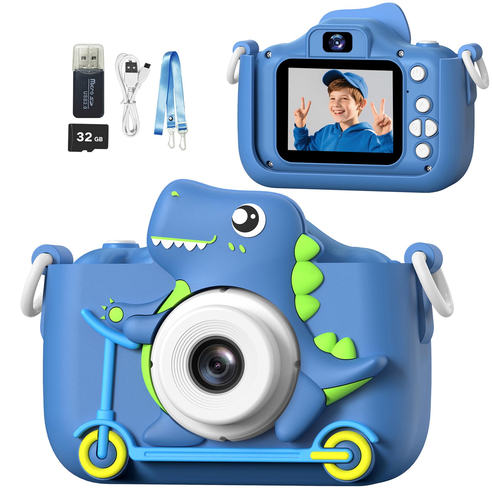 Mgaolo Kids Camera Toys for 3-12 Years Old Boys Girls Children,Portable Child Digital Video Camera with Silicone Cover, Christmas Birthday Gifts for Toddler Age 3 4 5 6 7 8 9 (Blue)