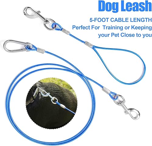 Miniatura 4 de Mi Metty Correa para perro a prueba de mordidas, cable de amarre de 5 pies con correa corta desmontable para perro, cable trenzado que no se