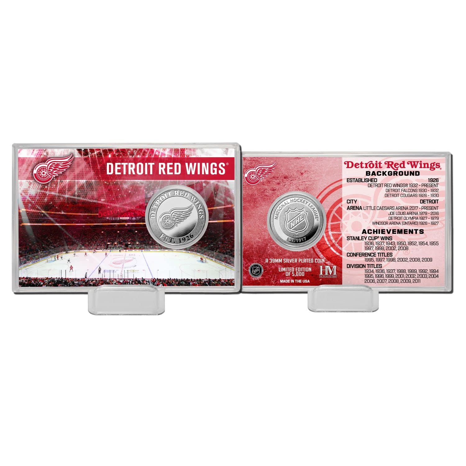 하이랜드 민트 디트로이트 레드 윙스 팀 역사 NHL 실버 코인 카드-Freehip.co.kr