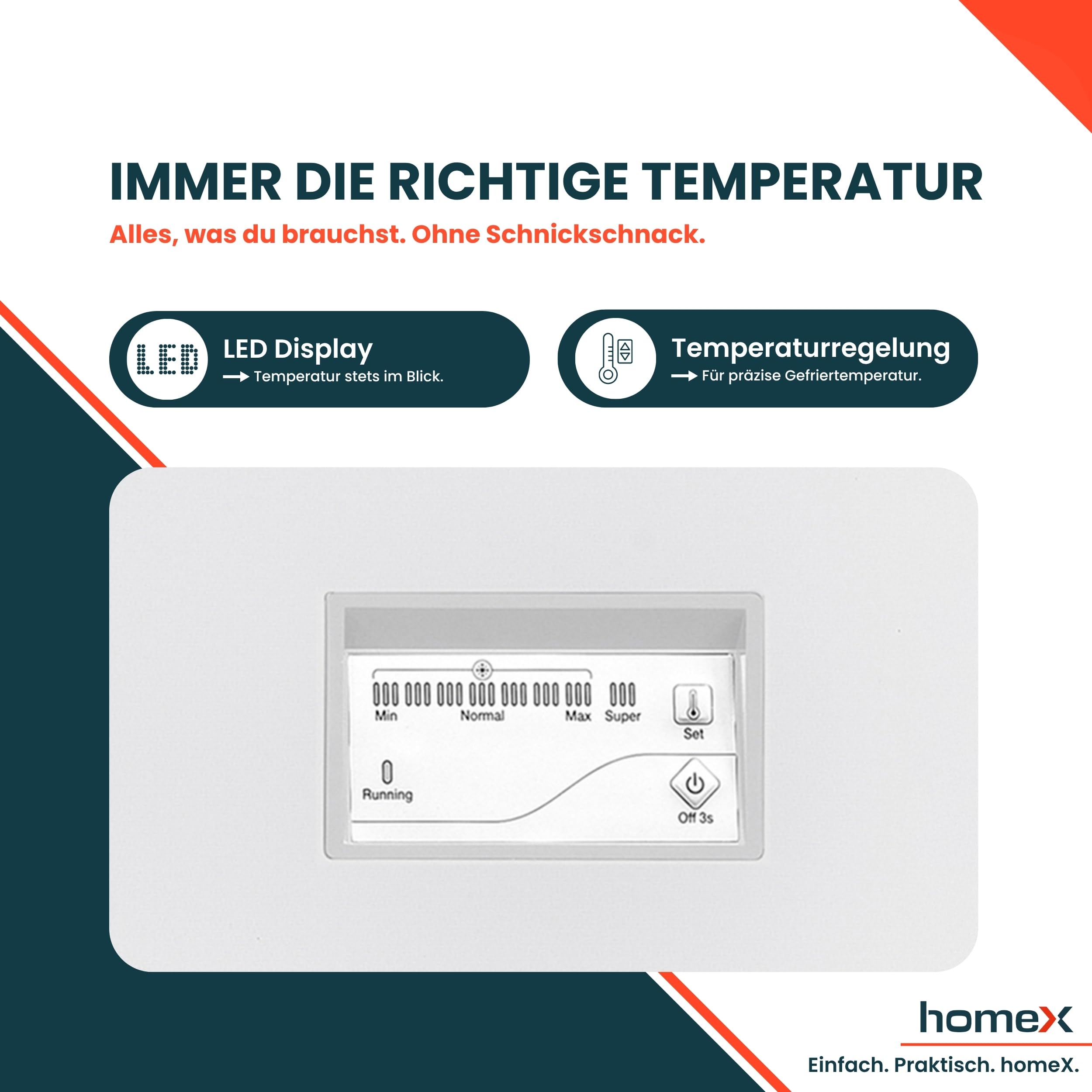 homeX Gefriertruhe 98L 4-Sterne Super-Frost-Funktion LED-Display weiß FT1020-W
