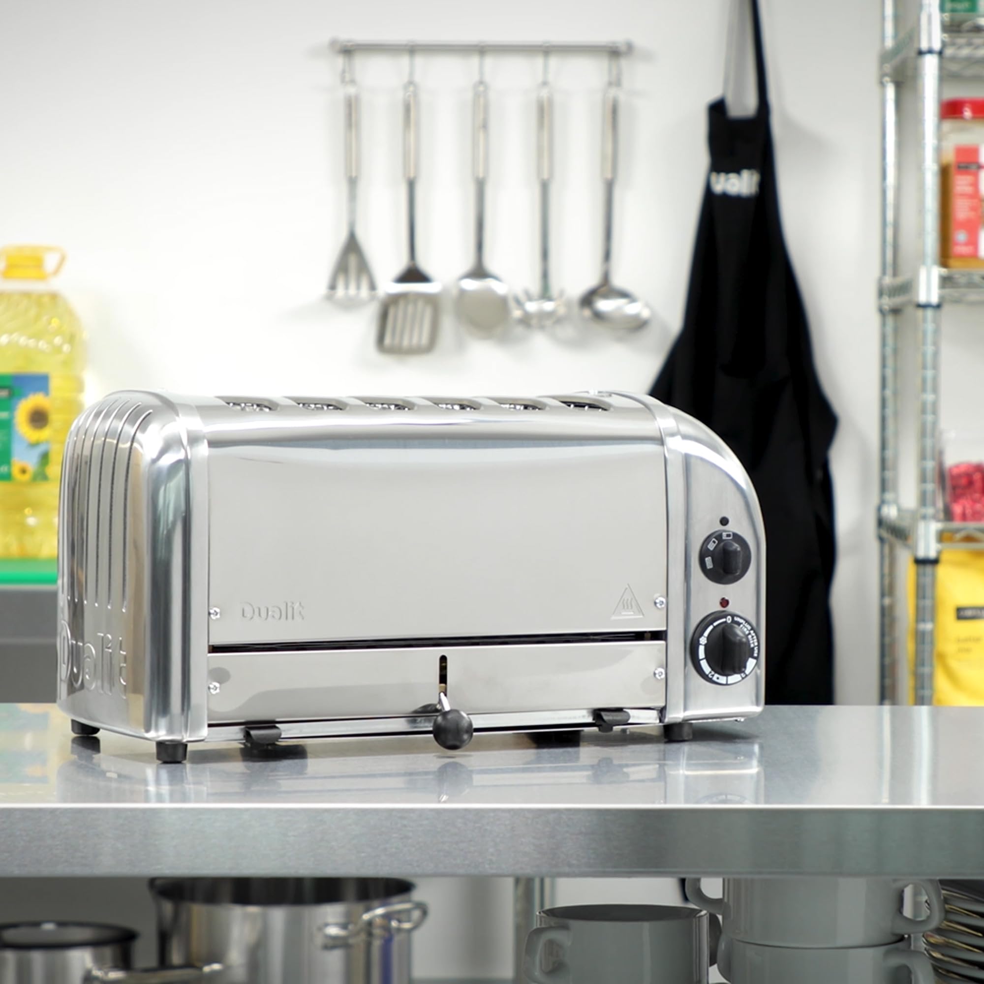 Dualit - Grille-pain Dualit Vario 6 tranches 3 kW 60144, inox - Faites griller 2, 4 ou 6 tranches avec sélecteur de fentes ; 220(H) x 460(l) x 210(P) mm, tiroir à miettes, patins en caoutchouc, E972