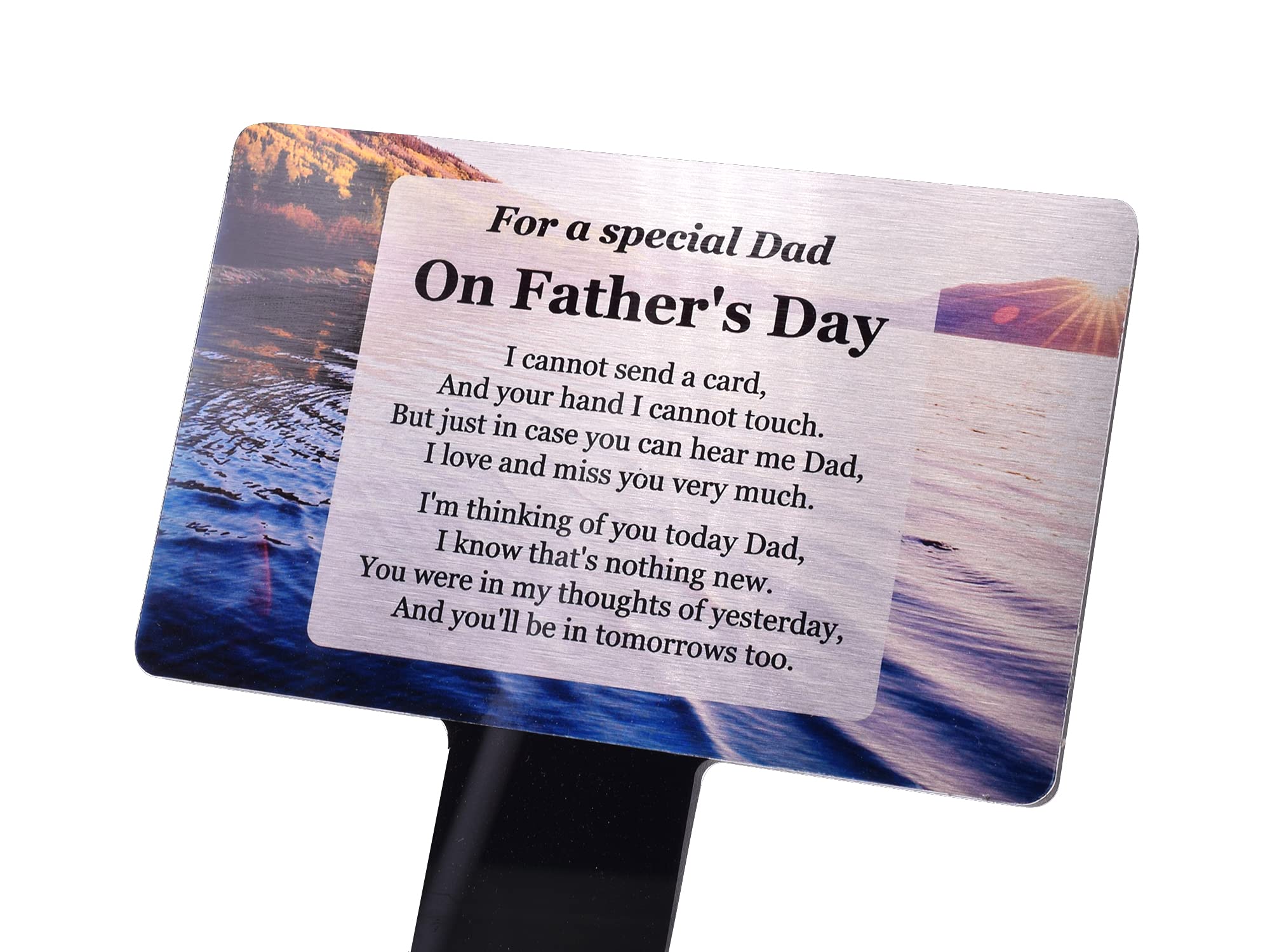 Origindesigned Silver New For A Special Dad On Father's Day - Memorial Plaque With Stake, Sunset Over Lake