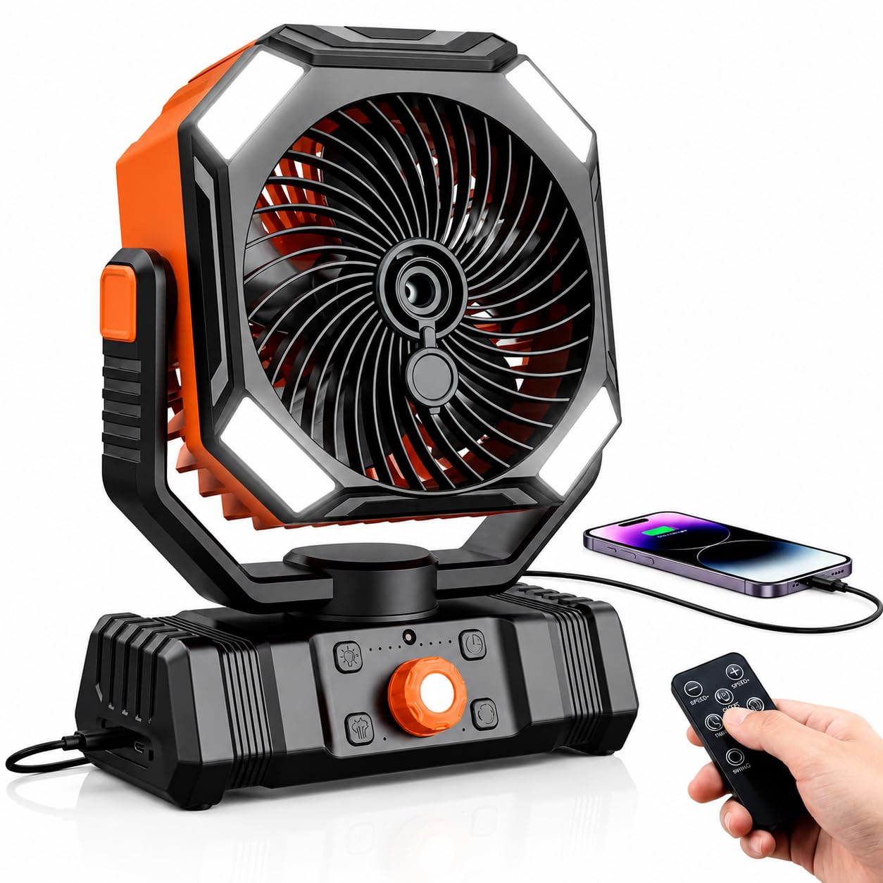 Ventilateur de camping portable brumisateur USB avec veilleuse led et télécommande pour tente