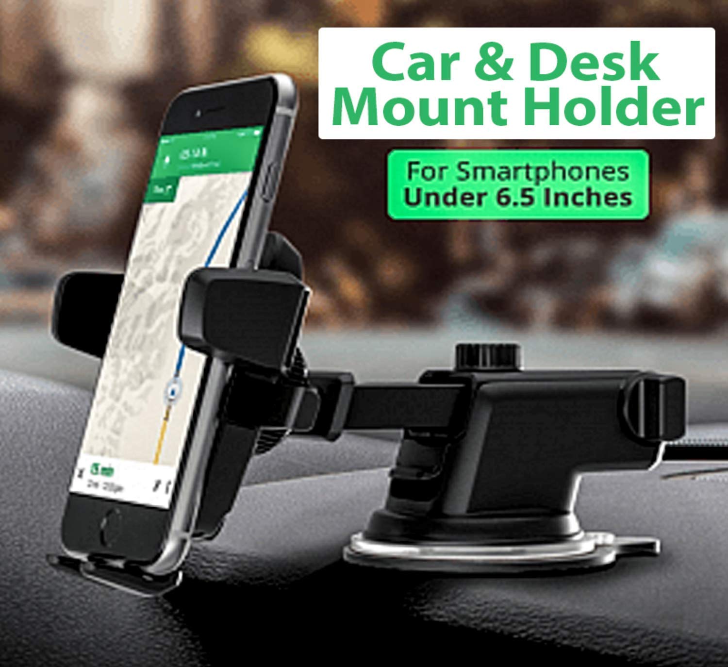 SEVAM Car Universal Mobile Holder for Car with One Touch Technology or Windshield/Dashboard Phone Stand for Car, Extendable Arm, Strong Suction Base Mobile Stand/Car Mount