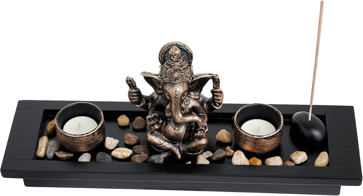 London Boutique Elephant Head Ganesha Ornament Statue Candle Holders ...