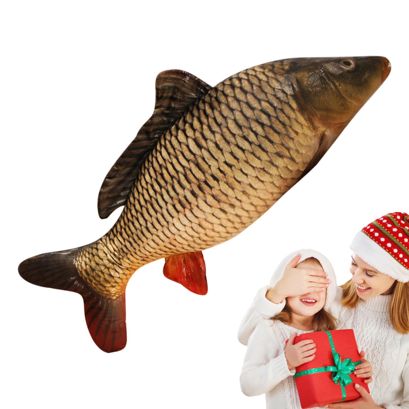 Nuhjytgf Fish Toy, Soft Plush Fish Pillow, Cozy Cushion Throw, Realistic Carp Design, Multipurpose, Huggable Plush Fabric, Brown, for Home Bedroom Living Room Decor
