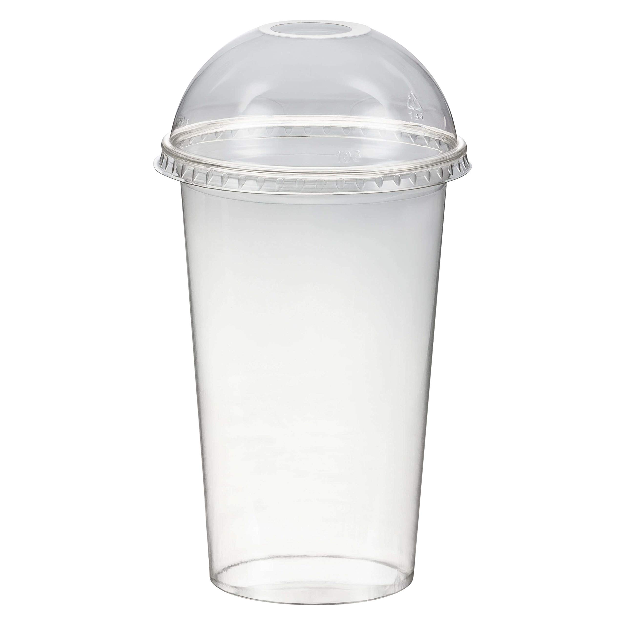 150 Stk. Smoothiesbecher + Domdeckel mit Öffnung 500 ml, Ø 95mm, PET, glasklar