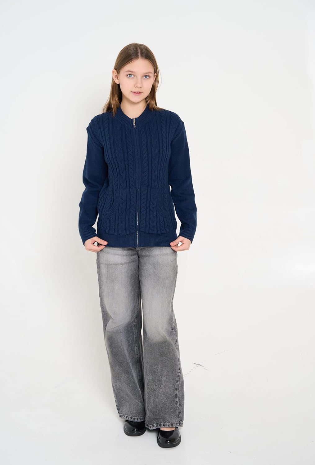 GRACE KARIN Girls Knit Cardigan Sweater Zip Long Sleeve Kids School Uniform Fall Jacket Size 6-14 - Image 7