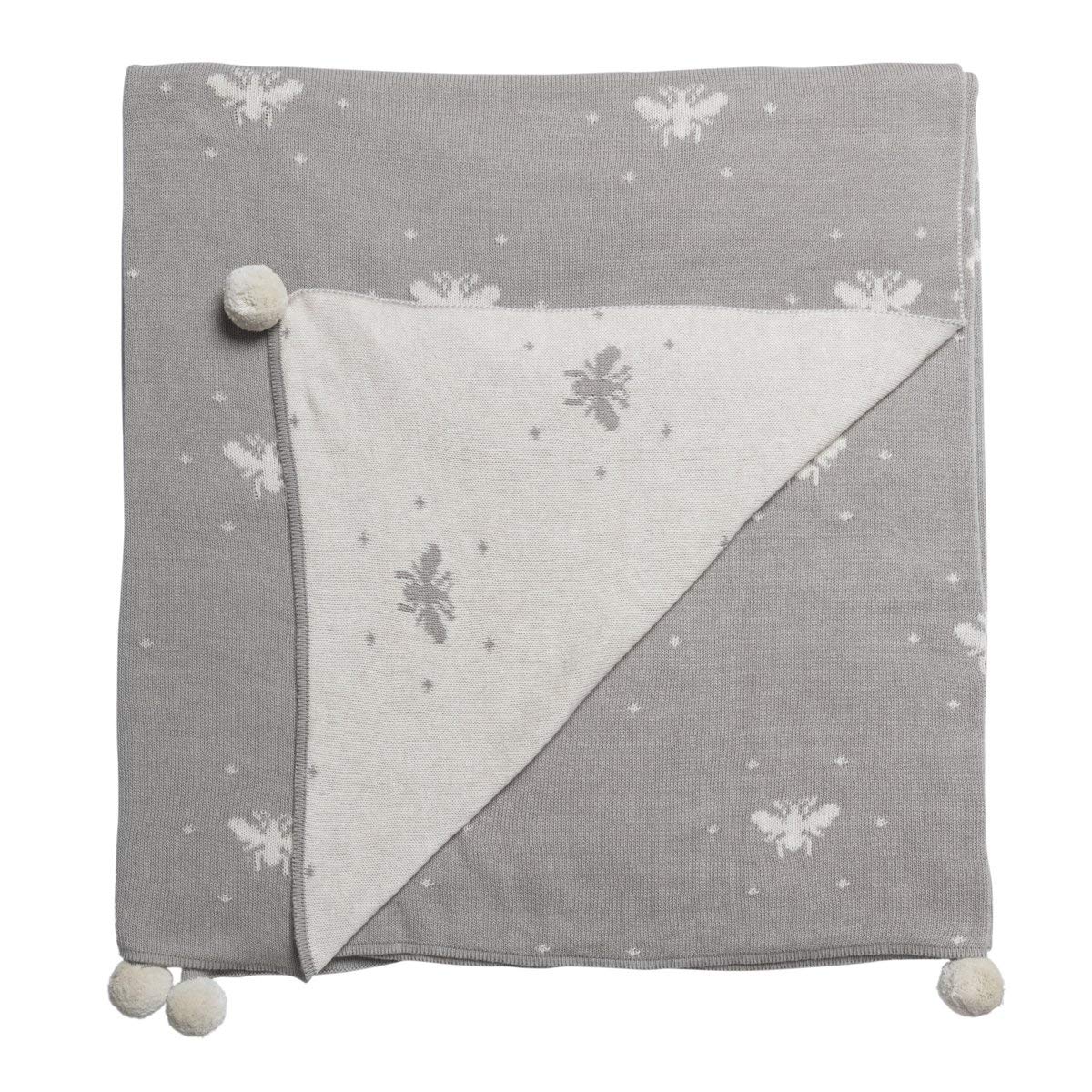 Sophie Allport Bees Knitted Throw Made with 100% Knitted Cotton