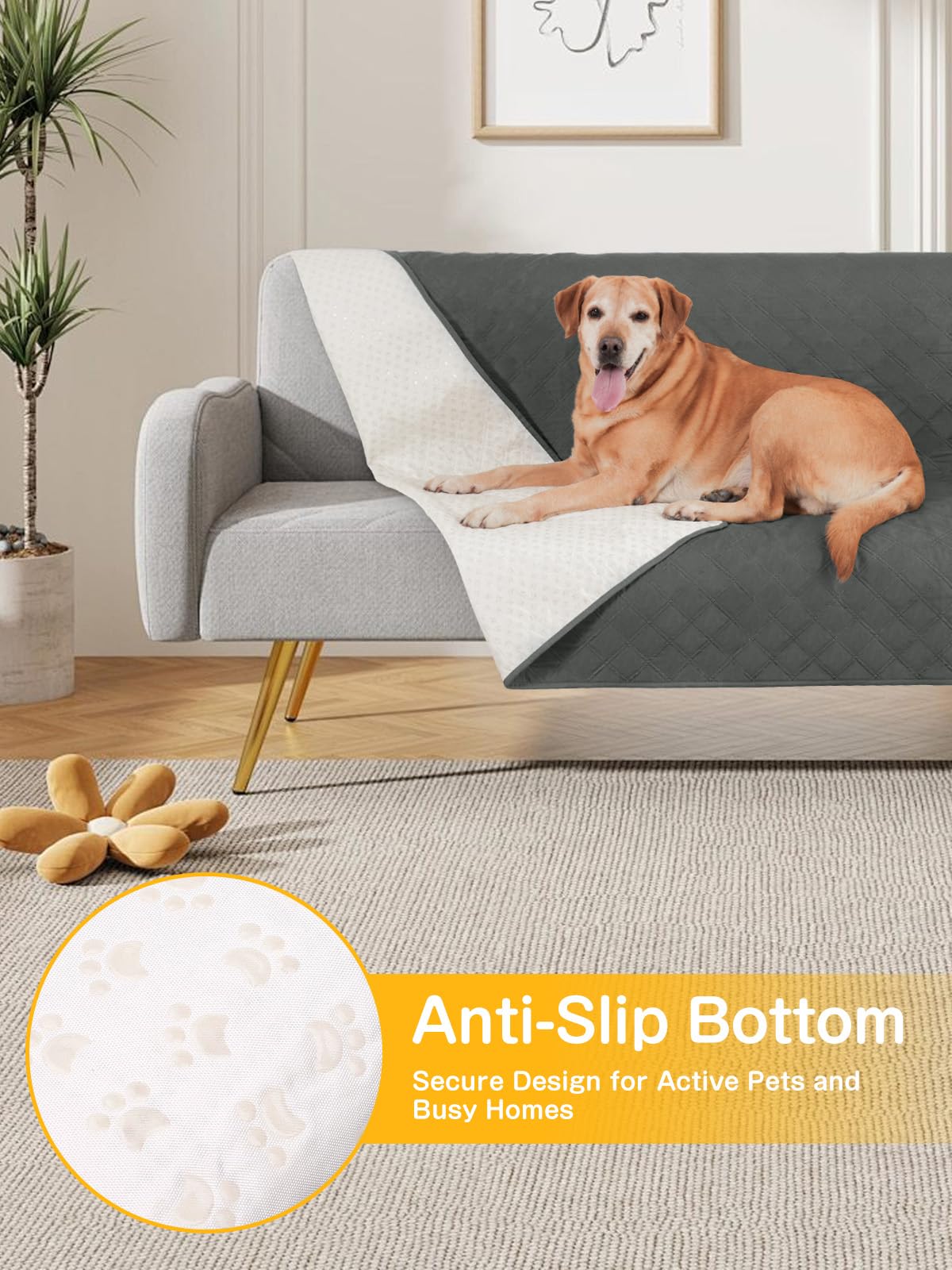 HezzLuv Coperta impermeabile per cani, per animali domestici, antiscivolo, lavabile, antigraffio, resistente al pelo di animali, per cuccioli, animali di grandi dimensioni, cani e gatti (152 x 203 cm)