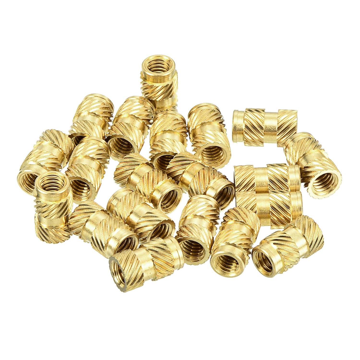 uxcell Knurled Insert Nuts, 150Pcs M4 x 10mm L x 6mm OD 3D Printing Brass Nuts Female Threaded Inserts Brass Heat Set Insert Embedment Nut