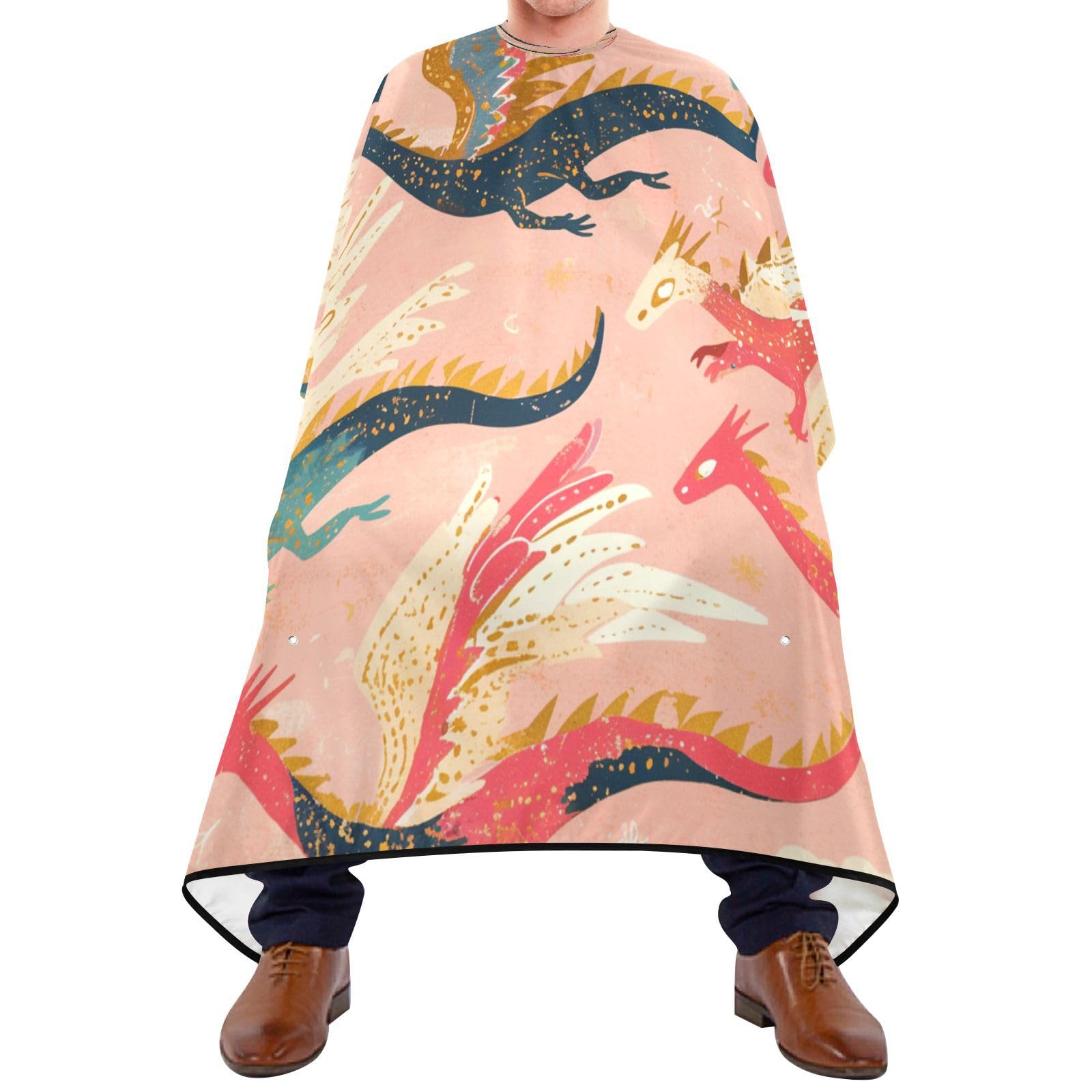 Kigai Colorful Dragons Hair Cutting Cape for Men & Women Waterproof Barber Cape Professional Hairdressing Salon Styling Apron with Adjustable Closure Snap