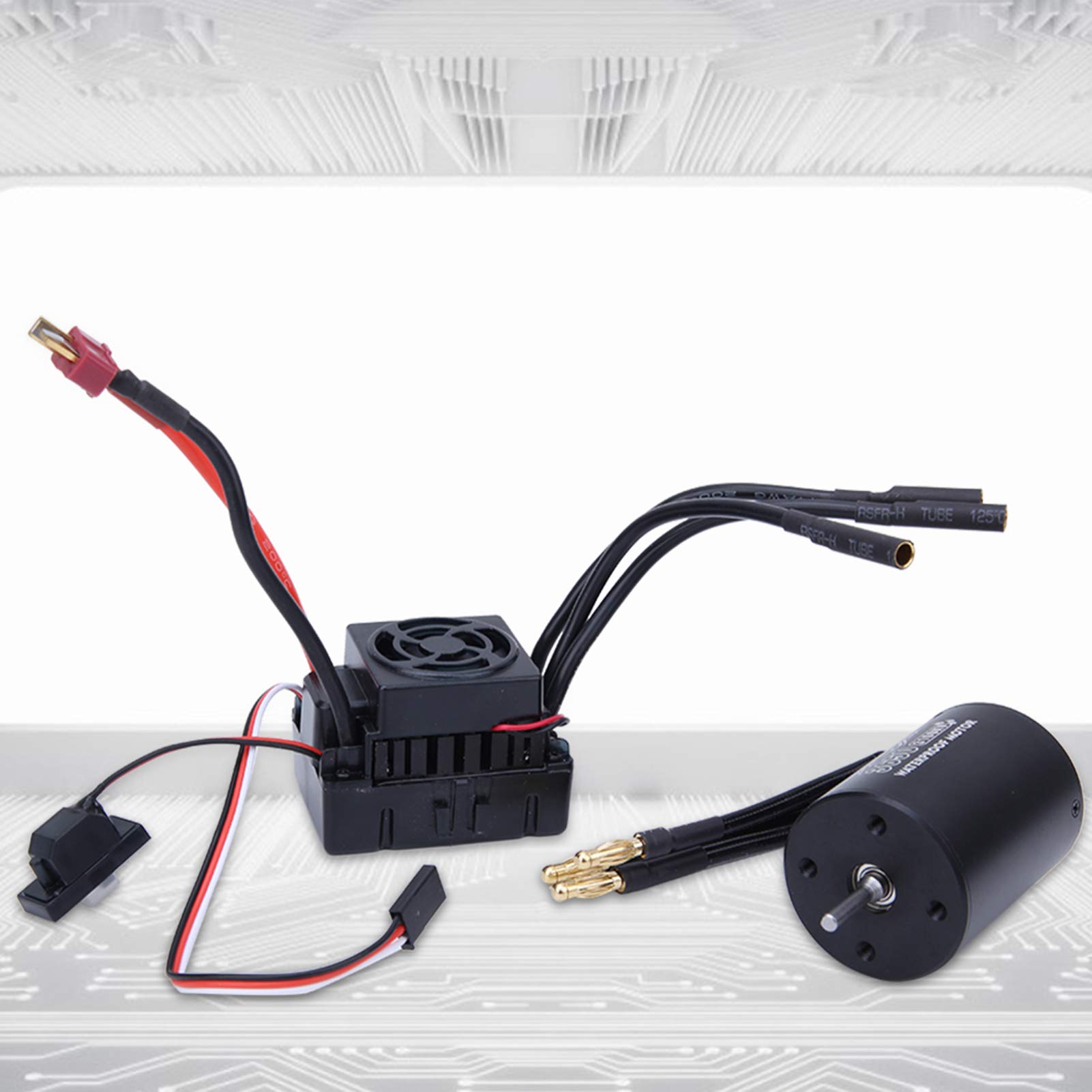 Bezszczotkowy Silnik RC, Bezszczotkowy Silnik Surpass-Hobby 3650 + 60A ESC Czarny Wodoodporny Zestaw Pasujący do Samochodu 1/10 RC(3900KV)