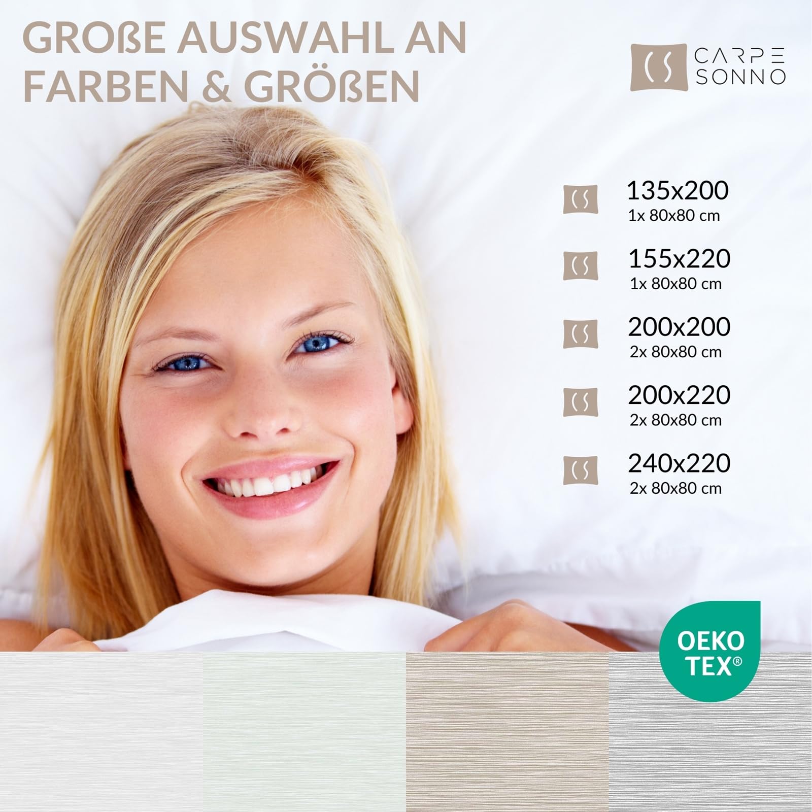 Carpe Sonno Renforce Bettwäsche 155x200 cm Hotelqualität – Grün Baumwolle | Bettbezug aus 100 % gekämmter Baumwolle in feiner Hotelqualität | mit Reißverschluss + Kissenbezug 80x80 | atmungsaktiv