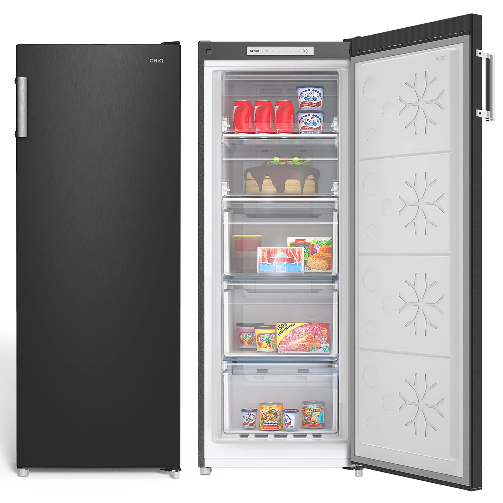 CHiQ FSD166NE4E 166L Congelatore verticale a cassetti,No Frost,Nero Acciaio Inossidabile Porte Reversibili A+, 42 db, 12 anni di garanzia sul compressore