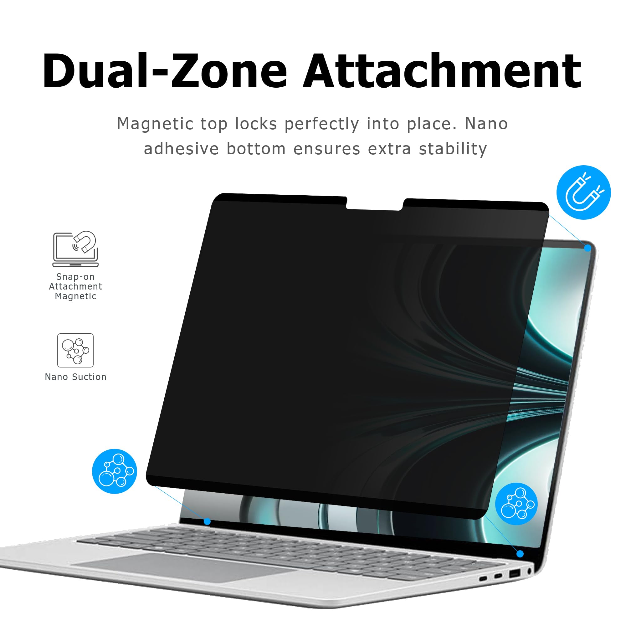 MEGOO Schermo Privacy per MacBook Pro 16 Pollici (2021–2024, M1-M4,Pro,Max), Opaco Anti-Riflesso, Filtro Luce Blu, Vista Anti-Spia ±30°, Magnetico, Protezione Business Premium