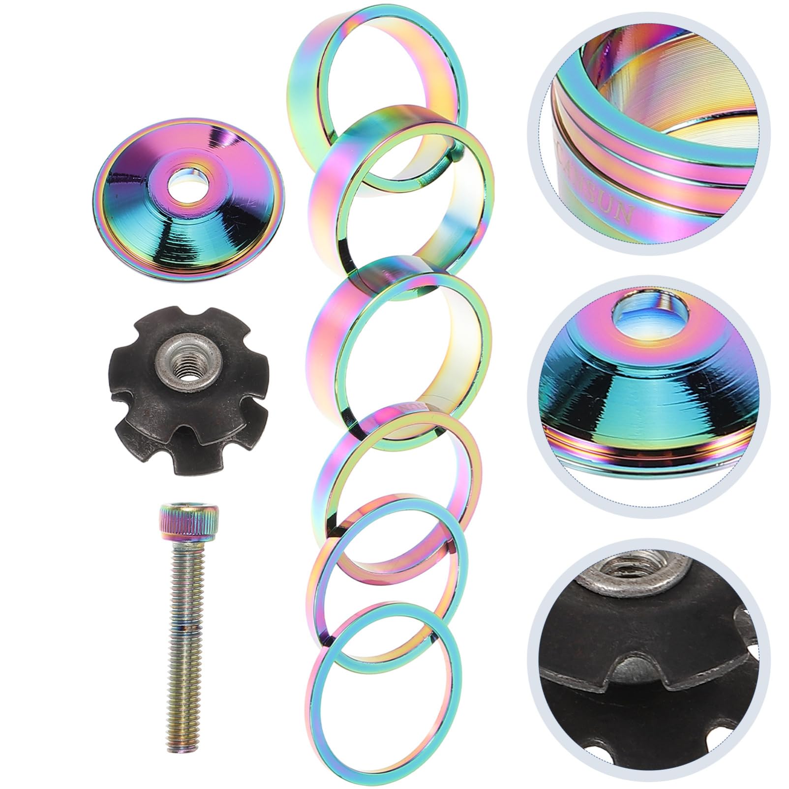 Sosoport Fahrradgabeldichtungen Stabiler Steuersatz-abstandshalter Unterlegscheiben-abstandshalter Radfahren Abstandshalter-kit Montieren Colorful Aluminiumlegierung