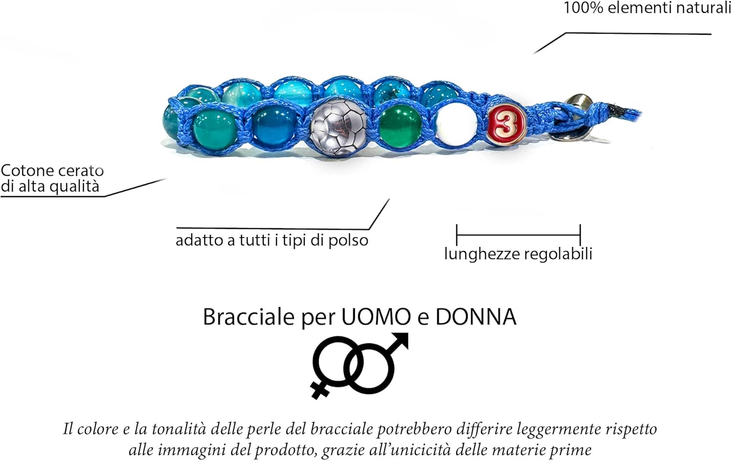 Bracciale Calcio Serie A Udinese | Regolabile Con Pietre | Acciaio E Intreccio Shamballa | Per Tifosi
