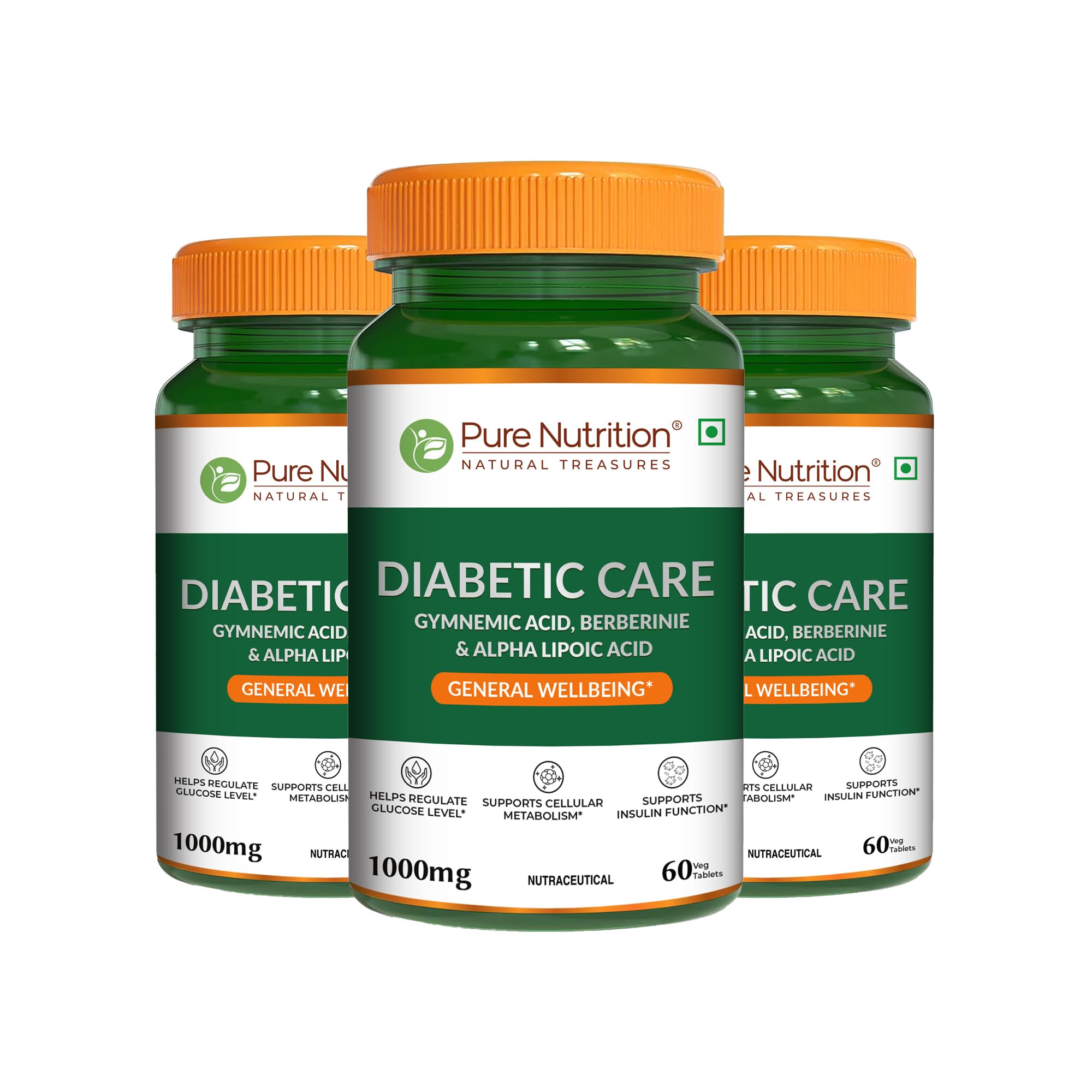 Pure Nutrition Diabetic Care Supplement - 180 Veg Capsules (60 x 3) with Gymnemic Acid, Berberine, ALA, Jambu Beej, Karela & Fenugreek Extracts | Supports Blood Sugar Balance, Cellular Metabolism & Insulin Function-image-14