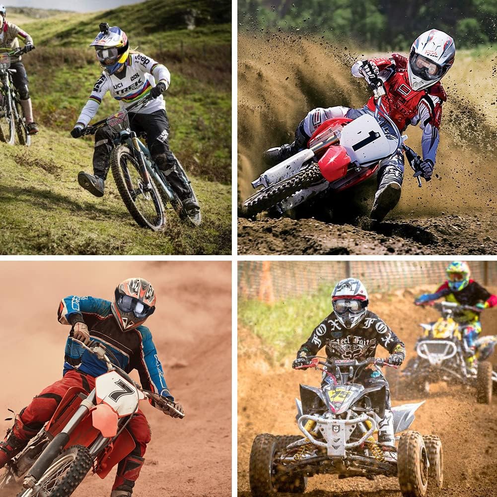 Adjustable Motorcycle Goggles, Lightweight, Black Frame+Clear Lens, Unisex