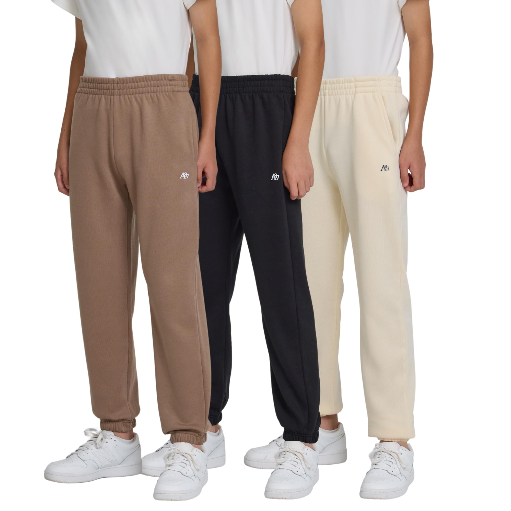 AEROPOSTALE Boys Fleece Joggers 3 Pack – Soft Comfy Athletic Fit Youth Sweatpants, Lounge Pants, Sizes 4-16