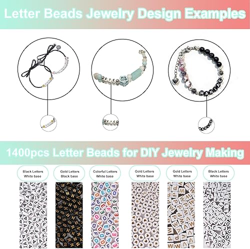 Miniatura 2 de 600 cuentas de letras para hacer joyas, cubo de 6 x 6 cuentas del alfabeto blanco y negro para pulseras, collares y manualidades