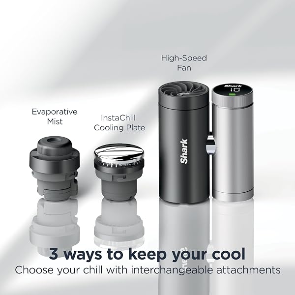 Shark ChillPill 3-in-1 High-Speed Fan, Ultra-Fine Mist and InstaChill System, Includes 3 Cooling Attachments, Travel-Friendly Design, Carbon FA022UK - 3