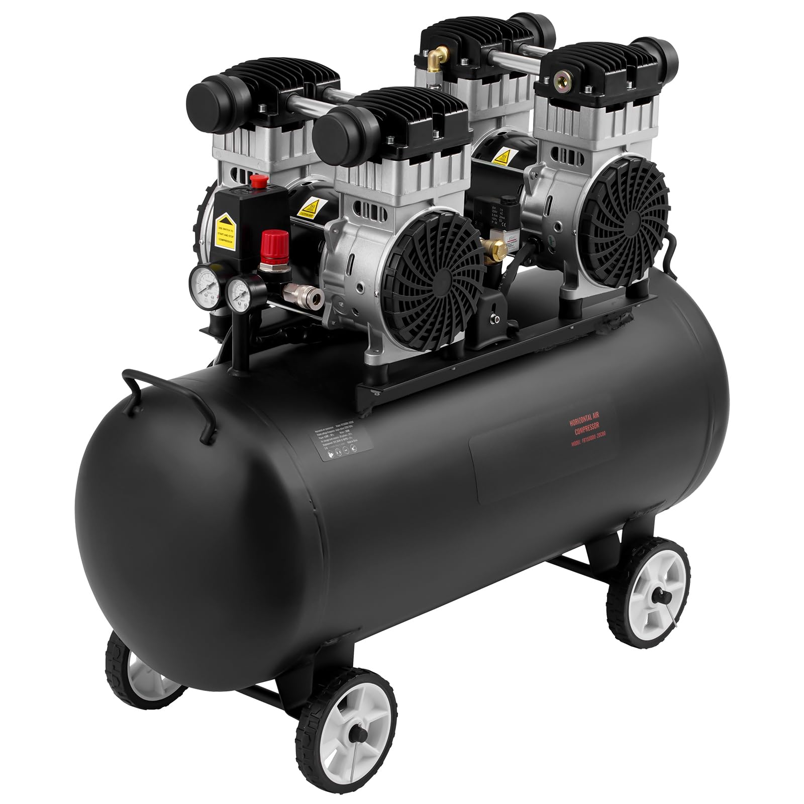 Quiet Air Compressor Ultra-Quiet 2.4 Gallon Air Compressor – 60dB, 1.5HP Oil -Free, 115 PSI Max – For Spray Painting, Nailing, Tire Inflation
