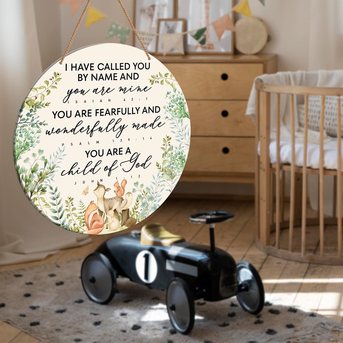 Christian Nursery Wall Decor, Nursery Scripture Wall Decor for Newborn Baby Boy Girl Kids Bedroom Toddler Room Bible Verse Religious Hanging Sign Decorations Baptism Gift, You Are a Child of God