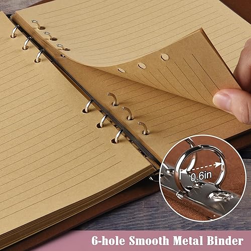 Miniatura 4 de OMEYA Cuaderno de cuero para mujeres y niñas (rosa, A5-9.3 x 6.3 pulgadas)