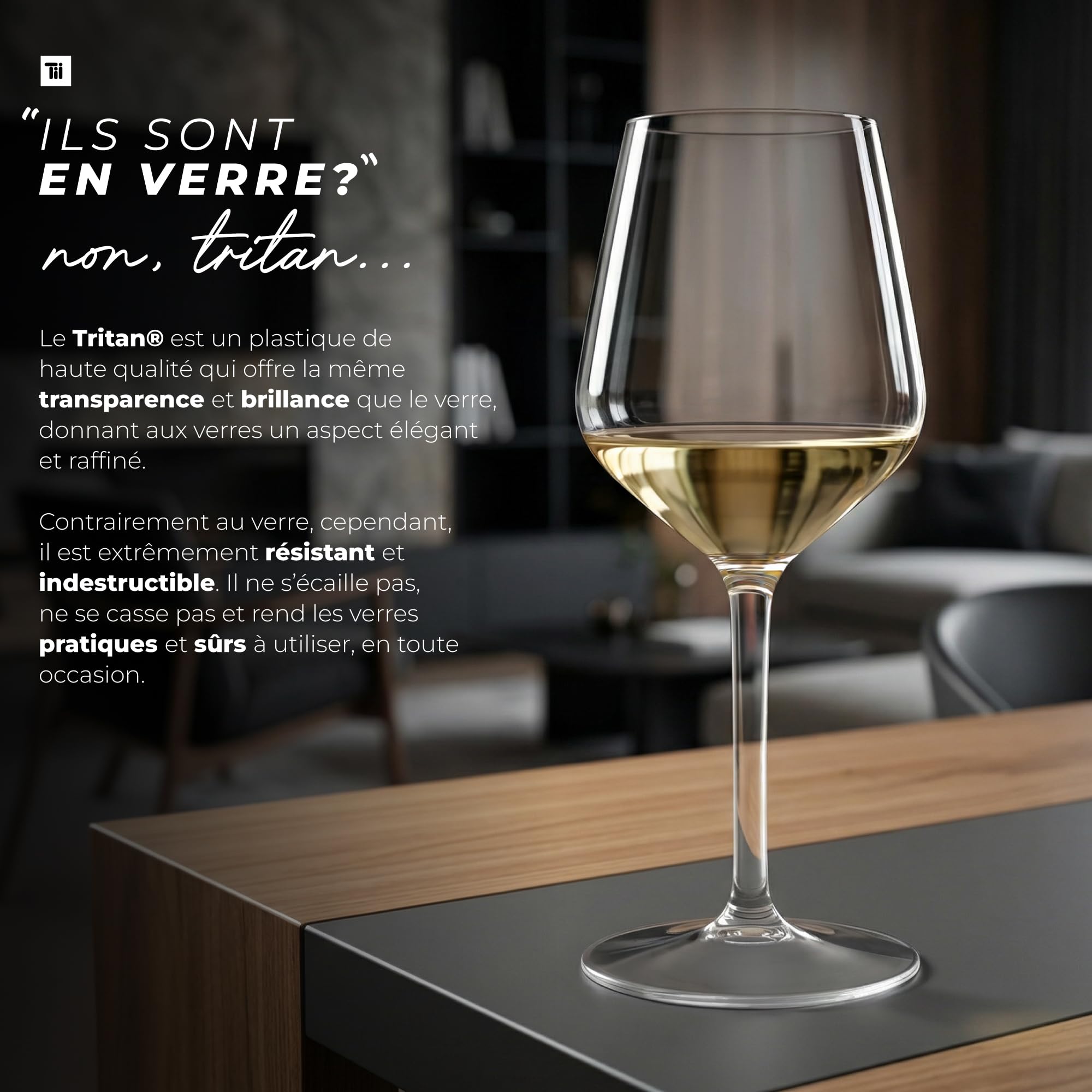 TUNDRA - Lot de 6 Verres à VIN Blanc et Rouge EVENT 33 en Plastique RÉUTILISABLES (Tritan®), 330 ml - Verres à PIED INCASSABLES, BPA-Free, Lavables au Lave Vaisselle, pour VINS et COCKTAILS