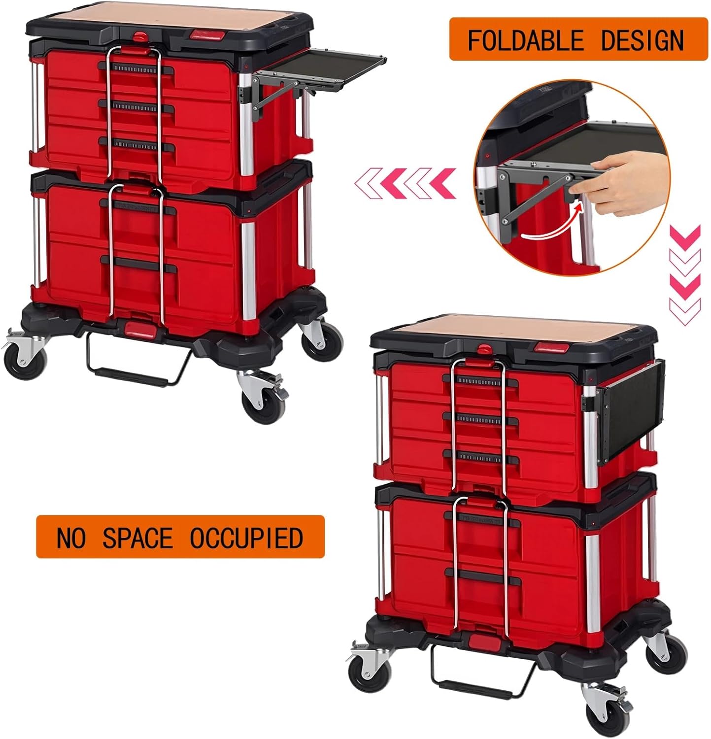 Folding Magnetic Table Compatible with Milwaukee Packout Toolbox Powerful Magnetic Tool Tray No Drilling Required